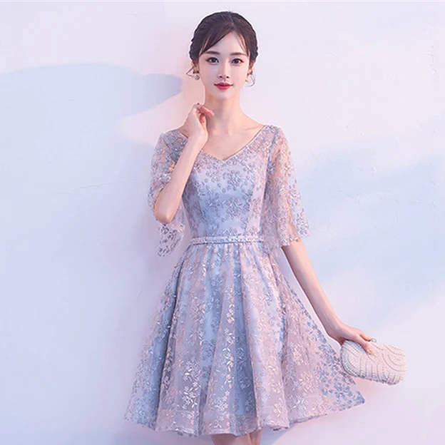 Lantern Sleeve Cheongsam Grey Women Chinese Prom Dress Short Appliques Oversize 3XL Evening Party Gown Sexy Elegant Qipao
Lantern Sleeve Cheongsam Grey Women Chinese Prom Dress Short Appliques Oversize 3XL Evening Party Gown Sexy Elegant Qipao