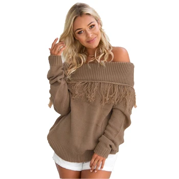 2017 New Womens Slash Neck Tassels Long Sleeve Sweaters Sexy Off Shoulder Knitted Sweater Pullover Jumper Knitwear Tops
2017 New Womens Slash Neck Tassels Long Sleeve Sweaters Sexy Off Shoulder Knitted Sweater Pullover Jumper Knitwear Tops