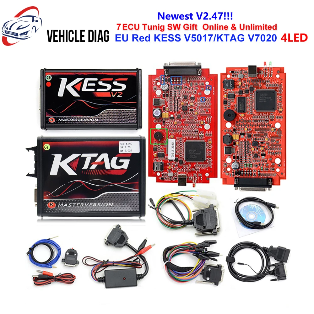 Online V2.47 EU Red Kess V5.017 OBD2 Manager Tuning Kit KTAG V7.020 4 LED Kess V2 5.017 BDM Frame K-TAG 7.020 ECU Programmer
Online V2.47 EU Red Kess V5.017 OBD2 Manager Tuning Kit KTAG V7.020 4 LED Kess V2 5.017 BDM Frame K-TAG 7.020 ECU Programmer