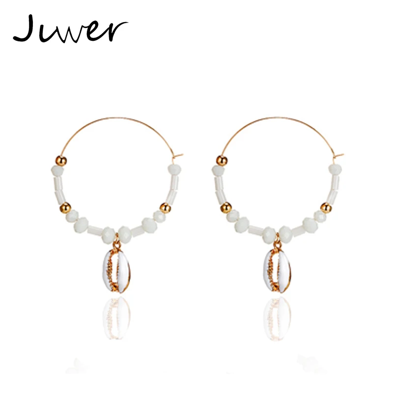 JLWER Jewelry Bohemian Beach Conch Sea Shell Beads Circle Round Hoop Earrings Creole White Cowrie Shell Loop Earrings for Women
JLWER Jewelry Bohemian Beach Conch Sea Shell Beads Circle Round Hoop Earrings Creole White Cowrie Shell Loop Earrings for Women