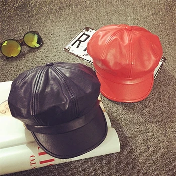 Girls PU Leather Hat Beret male winter spring cap octagonal cap children cap peaked cap painter Baby Hat 
Girls PU Leather Hat Beret male winter spring cap octagonal cap children cap peaked cap painter Baby Hat