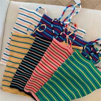 Summer Women Knitting Striped Tank Crop Tops Girls Knitted Knitwear Camisole Sleeveless Tee shirts Camis With Spaghetti Straps
Summer Women Knitting Striped Tank Crop Tops Girls Knitted Knitwear Camisole Sleeveless Tee shirts Camis With Spaghetti Straps
