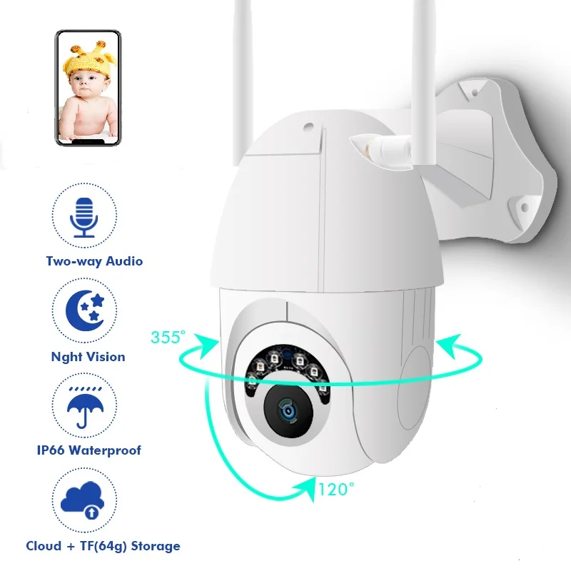 ZOOM HD 1080P WIFI Wireless IP Camera Outdoor Security Surveillance Camera PTZ Speed Dome CCTV 60m IR Night Vision IP65
ZOOM HD 1080P WIFI Wireless IP Camera Outdoor Security Surveillance Camera PTZ Speed Dome CCTV 60m IR Night Vision IP65