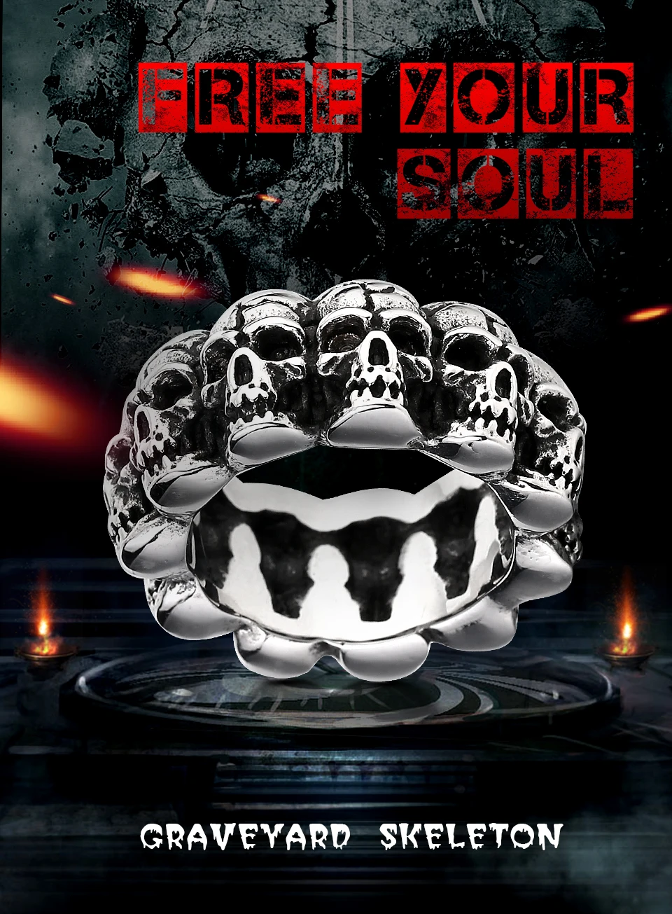 steel soldier stainless steel men punk skull ring vintage domineering skull 316l steel jewelry 9
