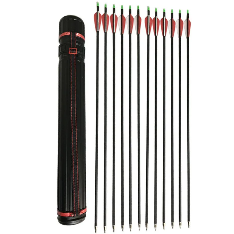 12pcs 31inch Spine 500 Carbon Arrows with Quiver Case Holder for Outdoor Archery Hunting Shooting 1 Dozen
12pcs 31inch Spine 500 Carbon Arrows with Quiver Case Holder for Outdoor Archery Hunting Shooting 1 Dozen