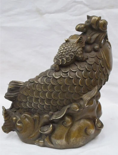 008161 9.5"China Feng shui luckly Bronze Spittor Statue bi Coin wealth Toad Fish
008161 9.5"China Feng shui luckly Bronze Spittor Statue bi Coin wealth Toad Fish