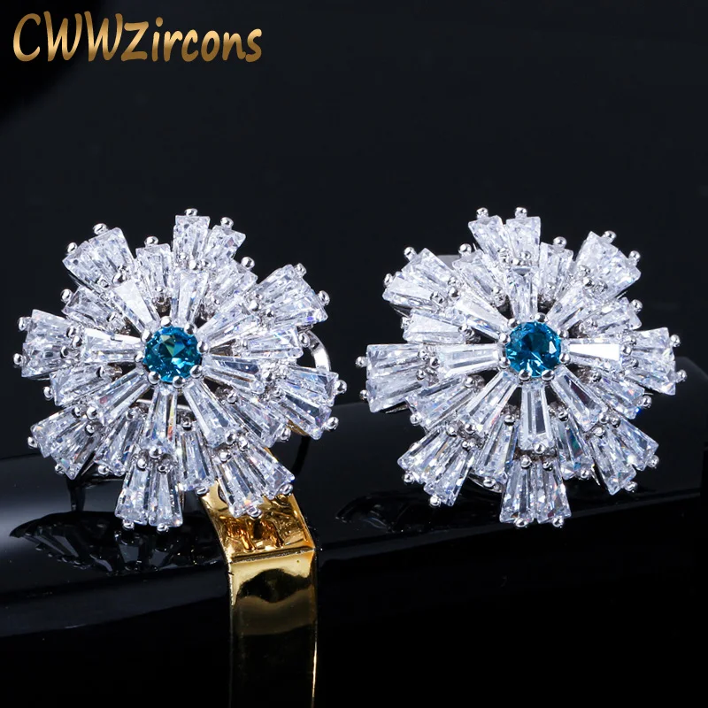 CWWZircons Designer Cluster Flower Top Quality Light Blue Cubic Zirconia Crystal Big French Clip Stud Earrings for Women CZ136
CWWZircons Designer Cluster Flower Top Quality Light Blue Cubic Zirconia Crystal Big French Clip Stud Earrings for Women CZ136