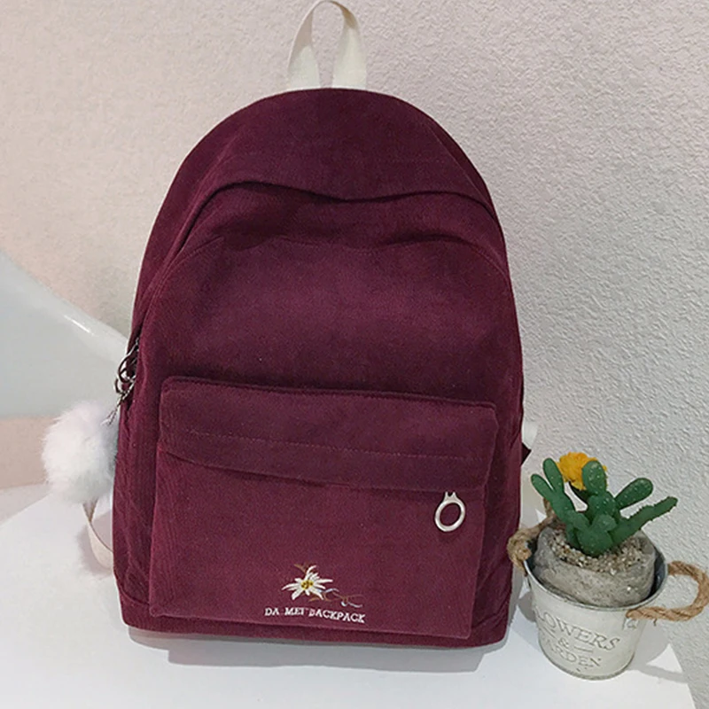 2019 School Bag Female Korean Student Backpack New Corduroy Shoulder Harajuku | Багаж и сумки