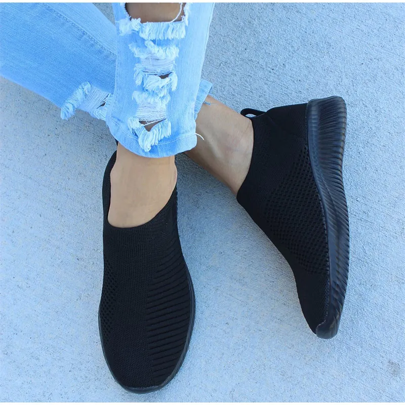 Летние кроссовки для женщин Treainers трикотажные вулканизированные обувь сетки