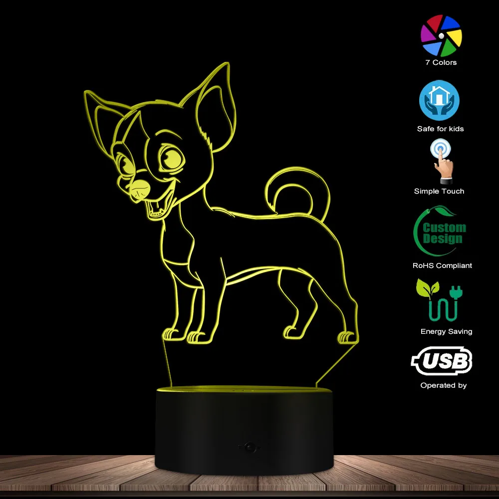Chihuahua Dog 3D Optical illusion Light USB Modern Night Lamp Cute Animal Glowing LED Light Home Decor Desk Lamp Mood Lighting
Chihuahua Dog 3D Optical illusion Light USB Modern Night Lamp Cute Animal Glowing LED Light Home Decor Desk Lamp Mood Lighting