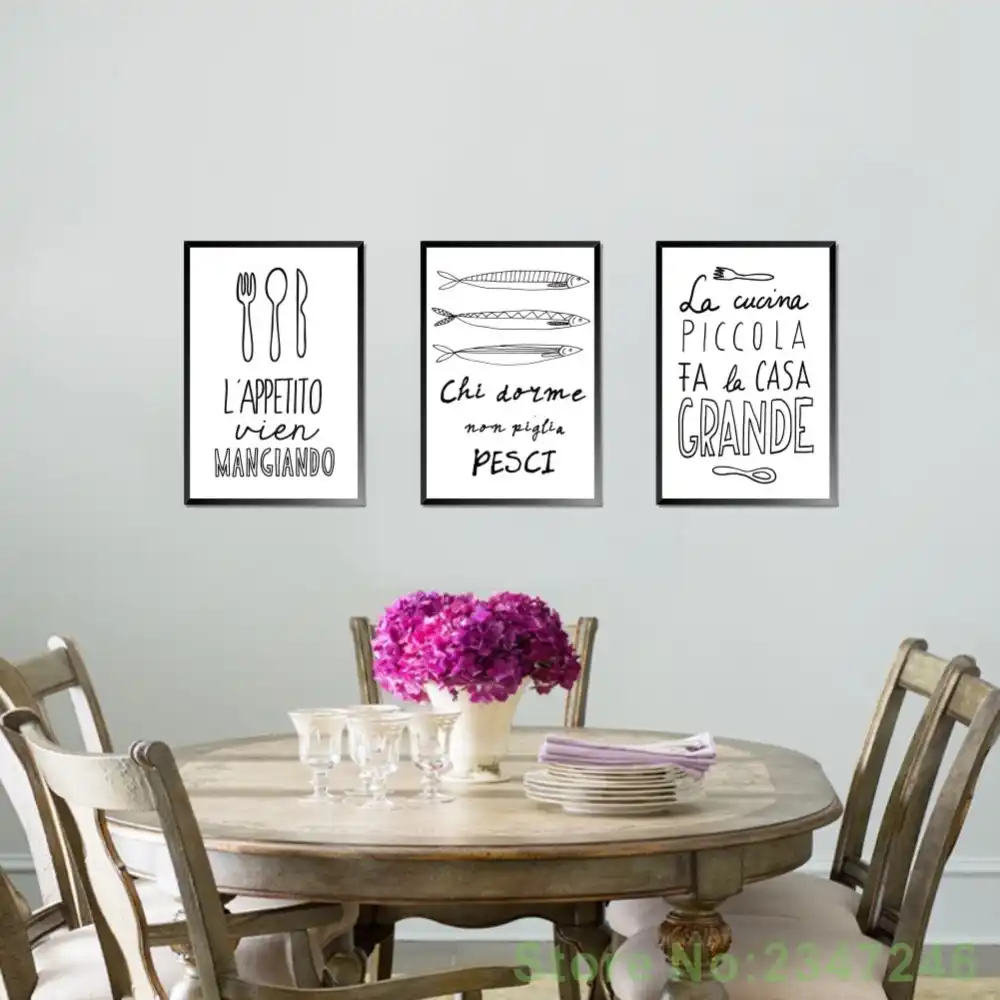 Italian Quotes Wall Art Canvas Painting Kitchen Decoration