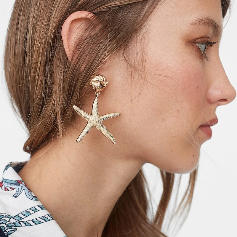 Ocean Style Starfish Shape Drop Earring For Women Gold Color Alloy Geometric Dangle Earring Za Wedding Statement Jewelry 2019
Ocean Style Starfish Shape Drop Earring For Women Gold Color Alloy Geometric Dangle Earring Za Wedding Statement Jewelry 2019