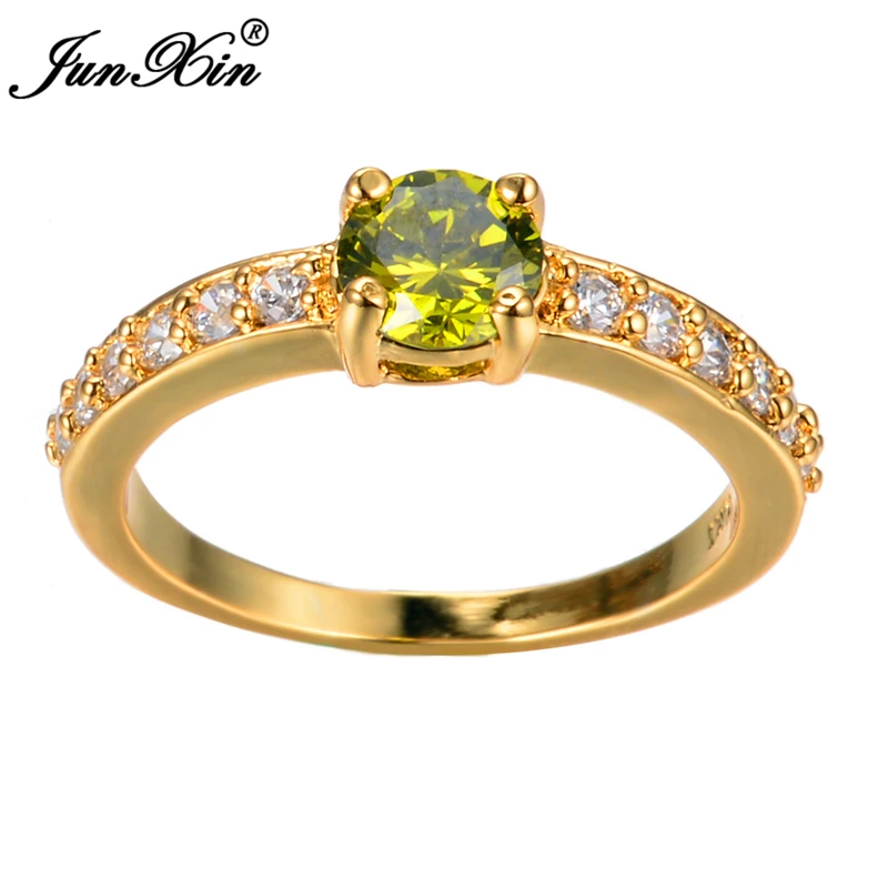 JUNXIN Peridot Round Zircon Female Ring Yellow Gold Filled Olive Green Crystal Jewelry Vintage Wedding Rings For Women Bague
JUNXIN Peridot Round Zircon Female Ring Yellow Gold Filled Olive Green Crystal Jewelry Vintage Wedding Rings For Women Bague