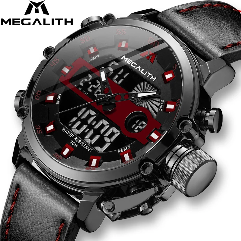 MEGALITH 2019 спортивные кварцевые часы с хронографом мужские многофункциональные