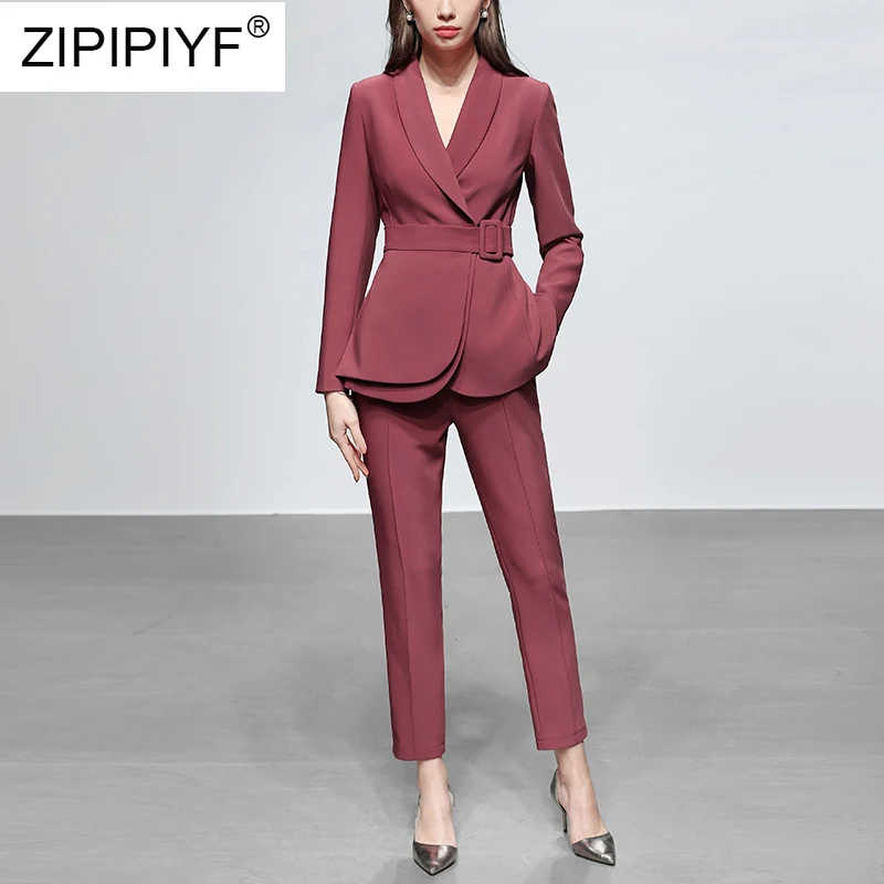Runway Original Designer 2 Piece Set Women Solid Printed Slim Coat+Pants Suit Long Sleeve Office Wear Outfit with Sashes
Runway Original Designer 2 Piece Set Women Solid Printed Slim Coat+Pants Suit Long Sleeve Office Wear Outfit with Sashes