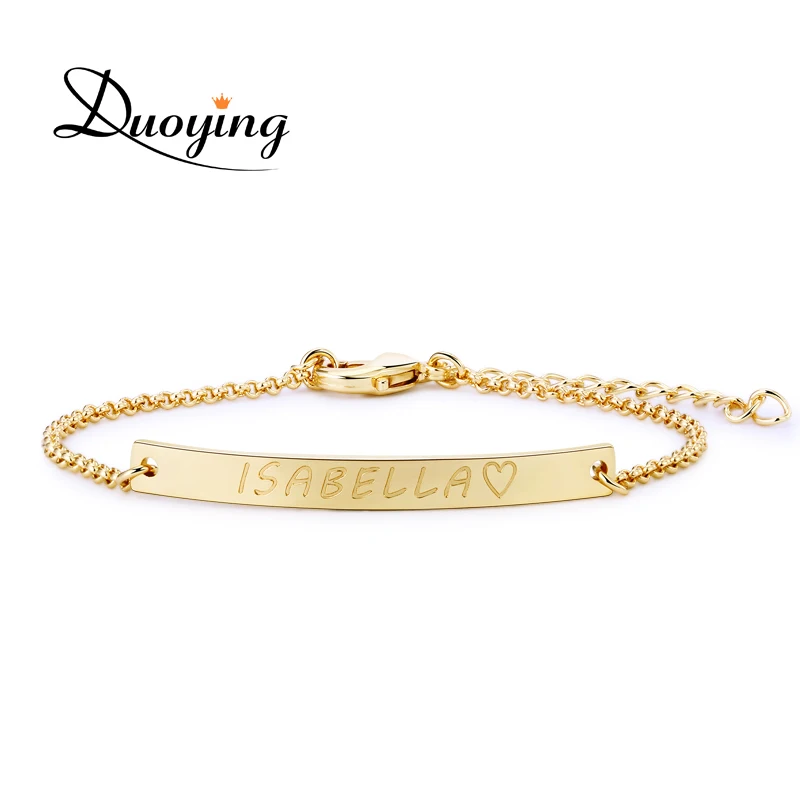 DUOYING Personalized bracelet for women Custom engraved bracelets Gold Chain link Bar bracelet Gift For Xmas Day
DUOYING Personalized bracelet for women Custom engraved bracelets Gold Chain link Bar bracelet Gift For Xmas Day