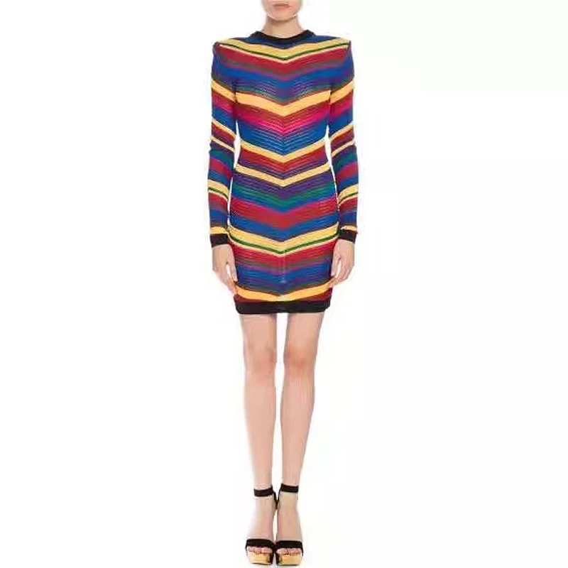 HIGH QUALITY Newest Fashion 2019 BAROCCO Designer Runway Dress Women's Charming Colors Striped Hollow Out Knitting Dress
HIGH QUALITY Newest Fashion 2019 BAROCCO Designer Runway Dress Women's Charming Colors Striped Hollow Out Knitting Dress