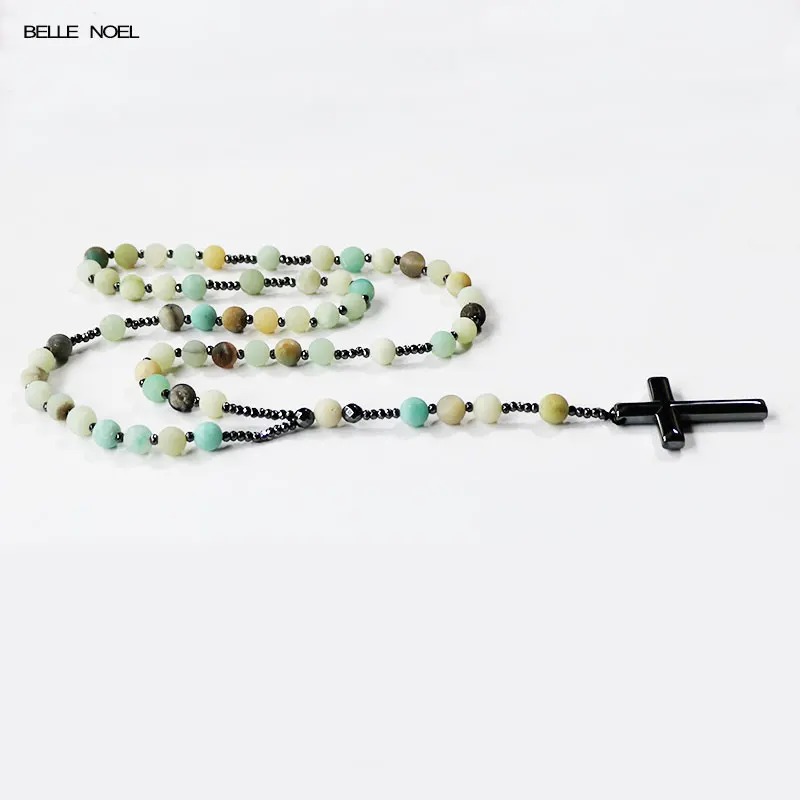 Hematite Cross Pendant Nature Matte Amazonite Stone Mala Beads Rosary Prayer Necklace 10 Ave Maria Necklace
Hematite Cross Pendant Nature Matte Amazonite Stone Mala Beads Rosary Prayer Necklace 10 Ave Maria Necklace