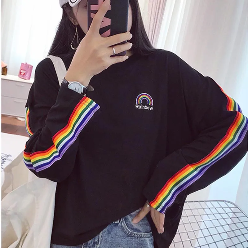 New women's Harajuku style women's shirt shirt fashion cute rainbow embroidery long-sleeved O-neck loose casual fashion shirt
New women's Harajuku style women's shirt shirt fashion cute rainbow embroidery long-sleeved O-neck loose casual fashion shirt