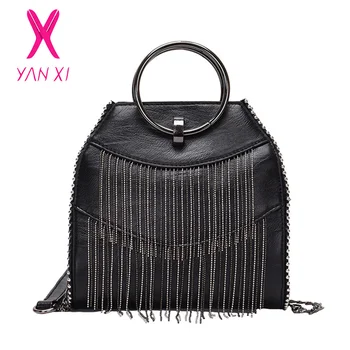 Chain Tassel Female Messenger Bags Small Vintage Ring Handbag PU Leather Shoulder Bag for Women Crossbody Bags Black
Chain Tassel Female Messenger Bags Small Vintage Ring Handbag PU Leather Shoulder Bag for Women Crossbody Bags Black