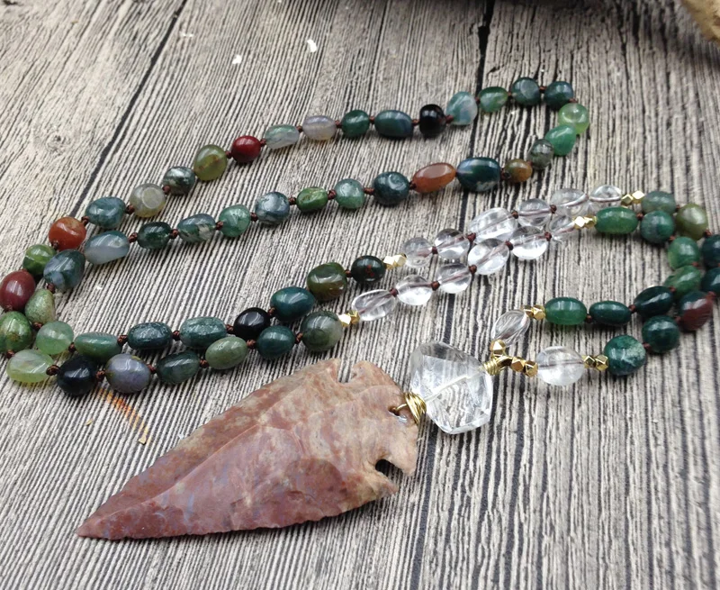 YA2824 Jaspers Stone Arrow Pendant Indian Agates Quartz Irregular Nugget Beads Knot Handmade Necklace
YA2824 Jaspers Stone Arrow Pendant Indian Agates Quartz Irregular Nugget Beads Knot Handmade Necklace