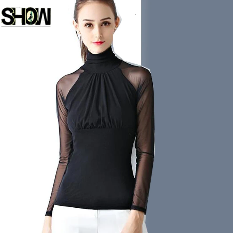 Turtleneck Tops Basic Shirts Sexy European Style Women Fashion See Through Slim Fit Elegant Ladies Gray White Black Mesh Blouse
Turtleneck Tops Basic Shirts Sexy European Style Women Fashion See Through Slim Fit Elegant Ladies Gray White Black Mesh Blouse