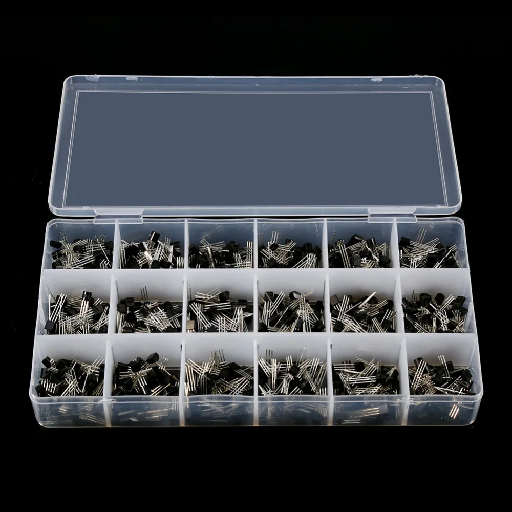 1 Set 900Pcs 18 Types Mixed Transistors Electronic Components Assortment Transistor Kit A1015-2N5551
1 Set 900Pcs 18 Types Mixed Transistors Electronic Components Assortment Transistor Kit A1015-2N5551