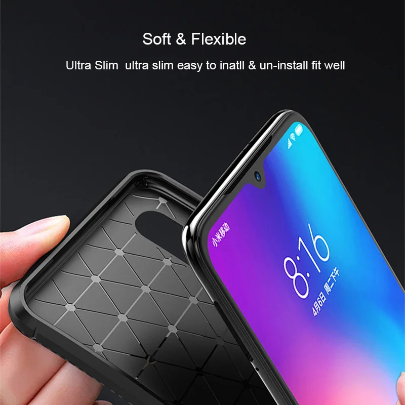 Силиконовый чехол Hacrin для Xiaomi mi 9 мягкий из углеродного волокна противоударный