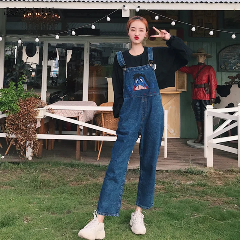 Jumpsuits Women Cartoon Embroidery Korean Style Loose Retro Students Solid Strap Trousers BF Womens All-match Casual Jumpsuit
Jumpsuits Women Cartoon Embroidery Korean Style Loose Retro Students Solid Strap Trousers BF Womens All-match Casual Jumpsuit