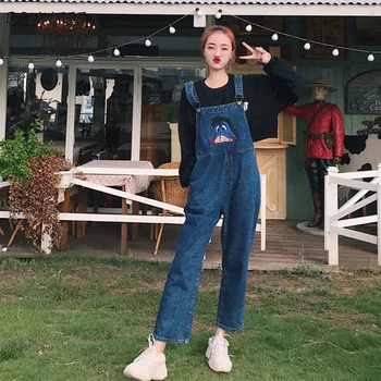 Jumpsuits Women Cartoon Embroidery Korean Style Loose Retro Students Solid Strap Trousers BF Womens All-match Casual Jumpsuit
Jumpsuits Women Cartoon Embroidery Korean Style Loose Retro Students Solid Strap Trousers BF Womens All-match Casual Jumpsuit