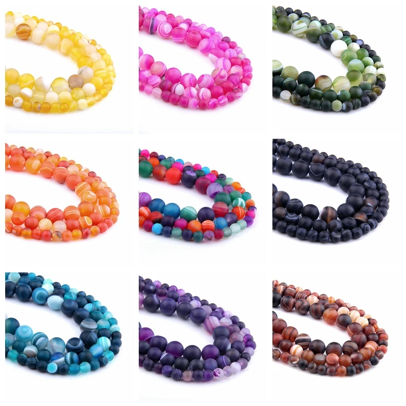 VINSWET Matte Natural Stone Beads Mix Color Stripes Agates Stone Loose Beads 6 8 10 12MM Diy Spacer Beads for Jewelry Making
VINSWET Matte Natural Stone Beads Mix Color Stripes Agates Stone Loose Beads 6 8 10 12MM Diy Spacer Beads for Jewelry Making