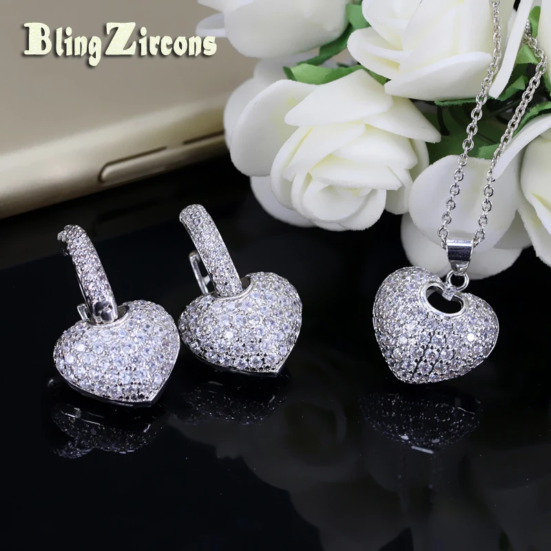 BeaQueen Lovely Heart Drop Earing Pendant White Gold Color Round Loop Cute Hoop Earrings Necklace Sets Women Jewellery JS075
BeaQueen Lovely Heart Drop Earing Pendant White Gold Color Round Loop Cute Hoop Earrings Necklace Sets Women Jewellery JS075