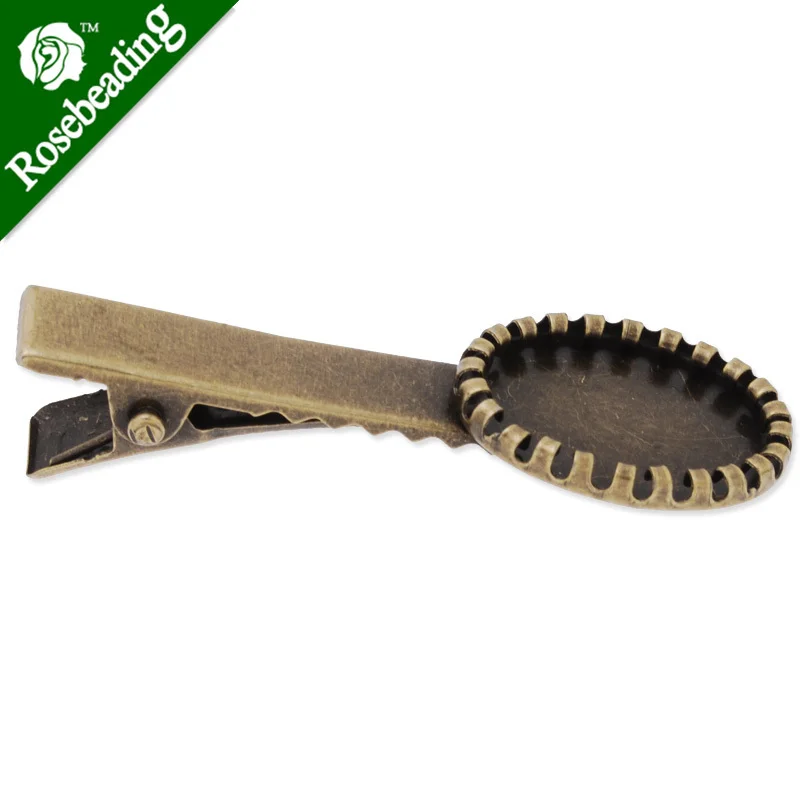 13x18mm Antique Bronze Plated Brass Bobby Pin With bezel fit glass cabochon bobby pin with sold 20pcs/lot-C3885 | Украшения и
