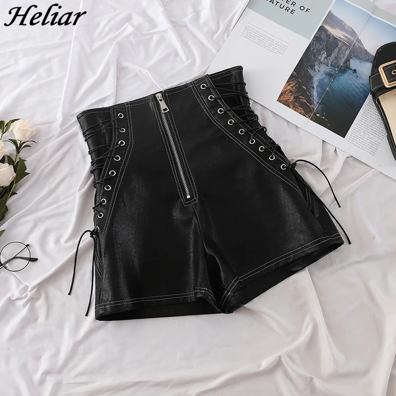 HELIAR Women Black Leather Shorts Criss Cross Bandage Short Pants Fashion High Street Solid PU Shorts Slim Sexy Ripped
HELIAR Women Black Leather Shorts Criss Cross Bandage Short Pants Fashion High Street Solid PU Shorts Slim Sexy Ripped