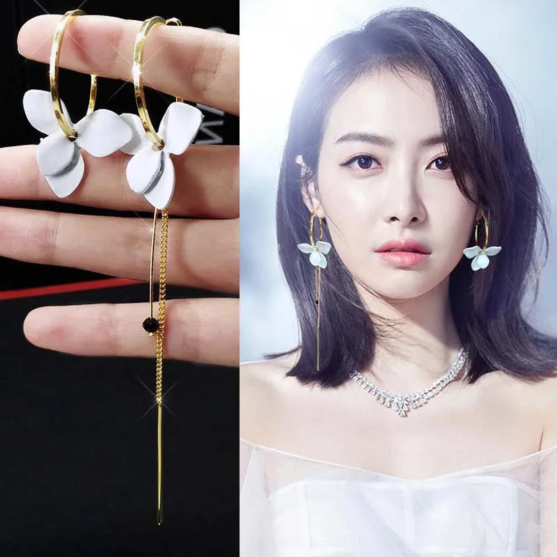 Real Pure Solid 925 Sterling Silver Large Hoop Earrings for Women Asymmetric Flower Gold Female Long Earrings Fine Jewelry Gift
Real Pure Solid 925 Sterling Silver Large Hoop Earrings for Women Asymmetric Flower Gold Female Long Earrings Fine Jewelry Gift