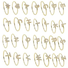 cz paved initials 26 Alphabet thin band midi women new name classic letter finger ring cz paved initials 26 Alphabet thin band midi women new name classic letter finger ring