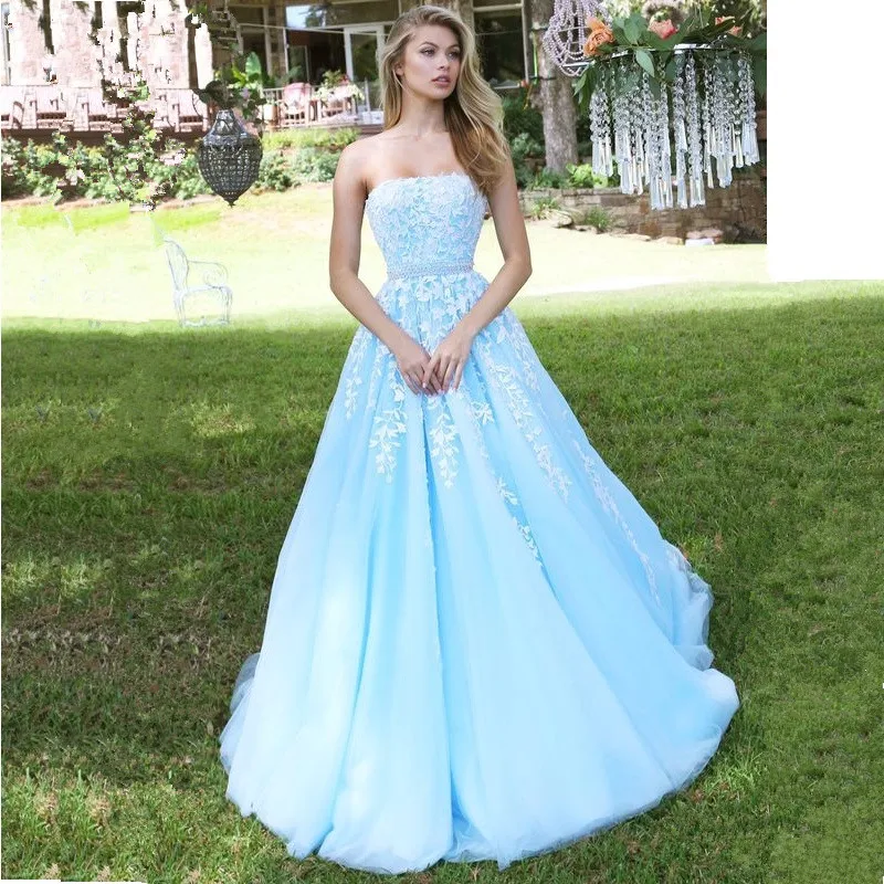 A-line Strapless Neckline Prom Dress with Lace Applique Beading Belt Tulle Shine Party Dress Graduation Ball Group with Zipper
A-line Strapless Neckline Prom Dress with Lace Applique Beading Belt Tulle Shine Party Dress Graduation Ball Group with Zipper