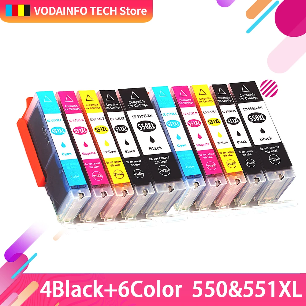PGI550 CLI551 FOR Canon 10 XL Ink Cartridges PGI 550 CLI 551 for Pixma iP7250 MG5450 MG5550 MG5650 MG5655 MG6350 MG6450 MX925
PGI550 CLI551 FOR Canon 10 XL Ink Cartridges PGI 550 CLI 551 for Pixma iP7250 MG5450 MG5550 MG5650 MG5655 MG6350 MG6450 MX925