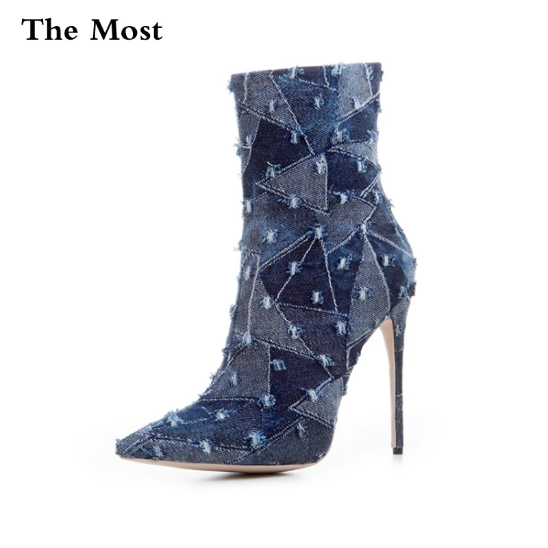 THEMOST Women Boots Fashion Stitching denim punk high thin heels Ankle boots Plus Size33-48 Autumn Winter Casual Party shoes
THEMOST Women Boots Fashion Stitching denim punk high thin heels Ankle boots Plus Size33-48 Autumn Winter Casual Party shoes