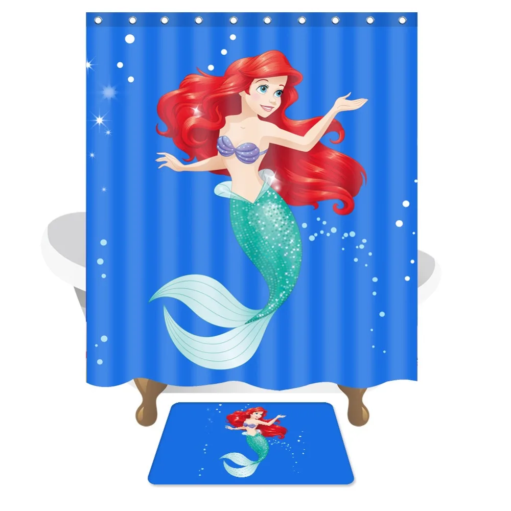 180X150cm Waterproof Shower Curtain Set Fairy Tale Mermaid Designer Curtain Bath Mat Bathroom Home Decor with Hooks
180X150cm Waterproof Shower Curtain Set Fairy Tale Mermaid Designer Curtain Bath Mat Bathroom Home Decor with Hooks