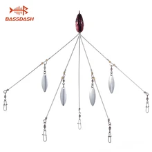Bassdash guarda-chuva isca de pesca equipamento 5 braços alabama rig cabeça natação isca baixo grupo pesca isca snap giratório, 18g(China)