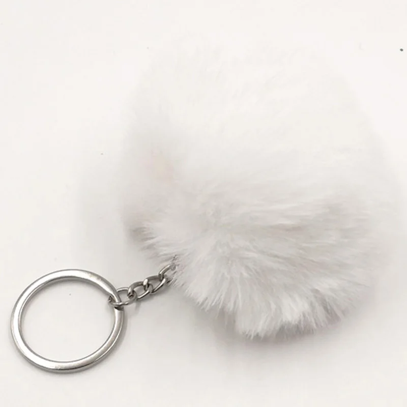 13 cm Pendentif en forme de boule de fourrure de lapin Keychain pour sac à main sac Porte-clés Décoration Ornement violet 