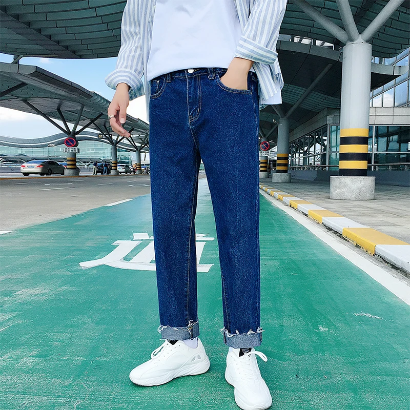 Biker Jeans Men Slim Fit Fashion Wash Retro Casual Harem Pants Autumn New Male Clothes Streetwear Hip Hop Denim Trousers Man | Мужская