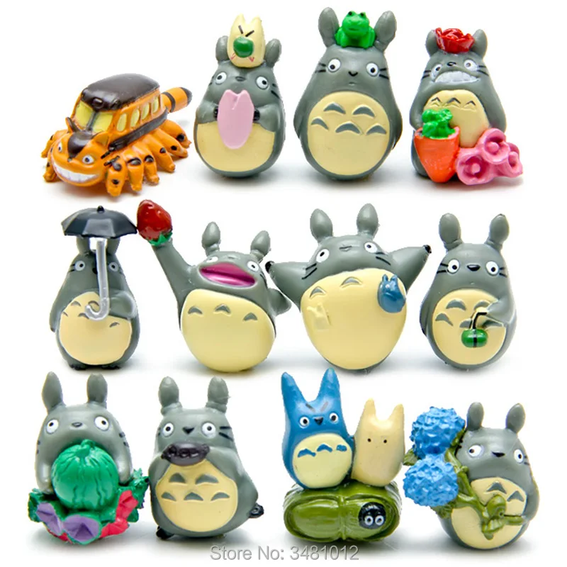 

12pcs Studio Ghibli Totoro Mini Resin Action Figures Hayao Miyazaki Miniature Cake Toppers Figurines Dolls Garden Decoration