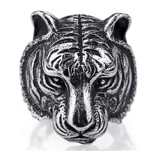 Dominador 3d ouro/preto tigre cabeça original animal anel para homem motociclista punk jóias acessórios namorado presente(China)