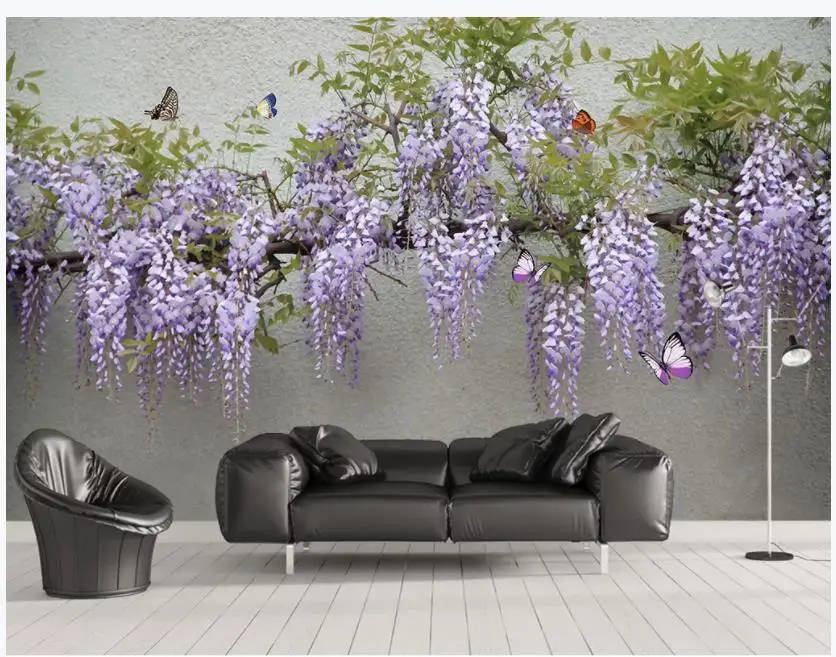 High quality custom 3d curtain fabric 3D Wisteria Flower Butterfly TV Sofa Background Wall Painting
High quality custom 3d curtain fabric 3D Wisteria Flower Butterfly TV Sofa Background Wall Painting