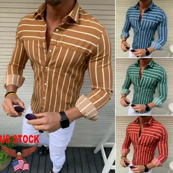NEW Men's Slim Fit Stripe Long Sleeve Casual Cotton Shirt Business T-shirts Tops
NEW Men's Slim Fit Stripe Long Sleeve Casual Cotton Shirt Business T-shirts Tops