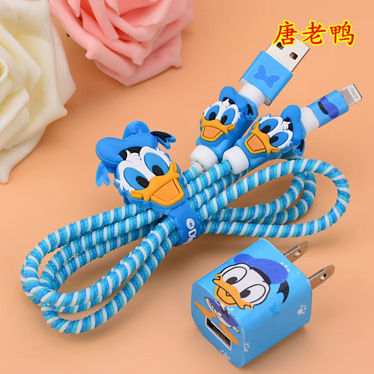 2017 New Donald Duck USB Cable Earphone Protector Set with Cable Winder stickers Spiral Cord protector For iphone 5 6 6s 7
2017 New Donald Duck USB Cable Earphone Protector Set with Cable Winder stickers Spiral Cord protector For iphone 5 6 6s 7