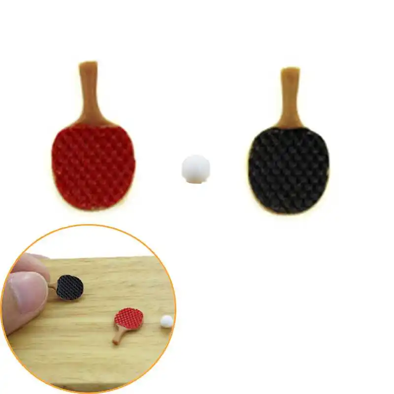 3pcs/Set 1/12 Dollhouse Miniature Mini Table Tennis Racket with Ball Simulation Furniture Ping-pong Toys for Doll House Decor 
3pcs/Set 1/12 Dollhouse Miniature Mini Table Tennis Racket with Ball Simulation Furniture Ping-pong Toys for Doll House Decor