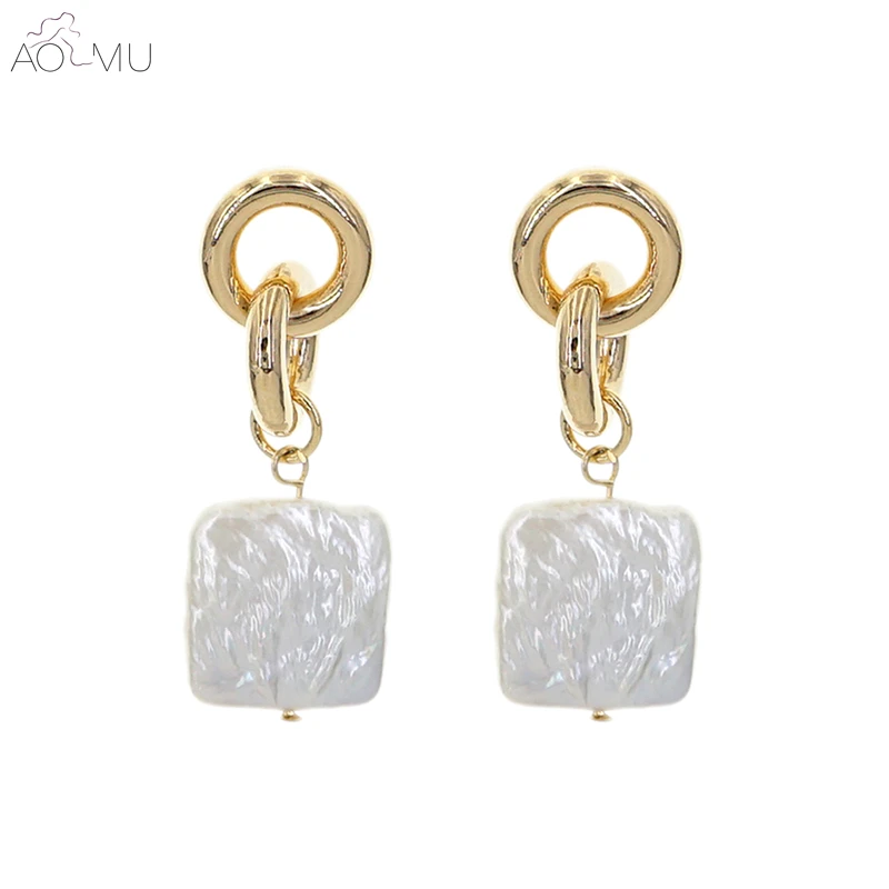 AOMU Design Gold Metal Geometric Double Circle Irregular Natural freshwater Pearl Long Drop Earrings for Women Girl Gift
AOMU Design Gold Metal Geometric Double Circle Irregular Natural freshwater Pearl Long Drop Earrings for Women Girl Gift